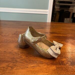 Mini Melissa girls gold glitter slip on mary Jane flats size 2